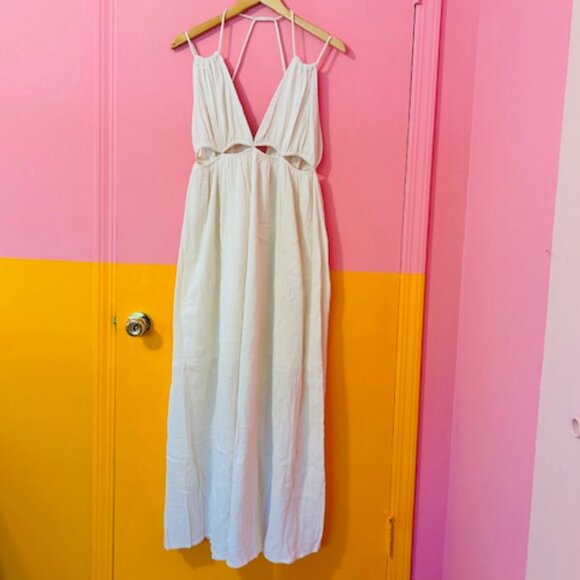 ASOS DESIGN double cloth maxi dress with twisted strap and cut out detail - US 8 - Picture 1 of 8